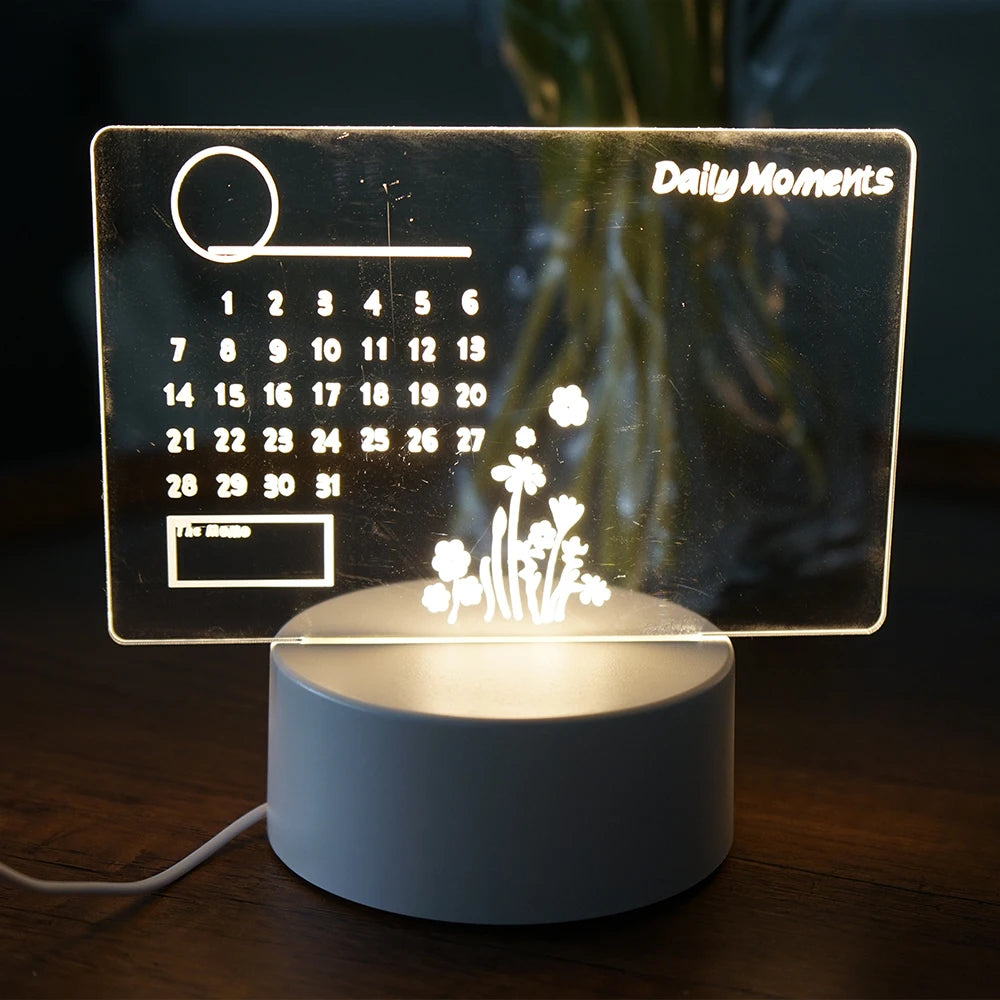 Creative LED Note Board Night Light USB Rewritable Message Board Warm Soft Light task board