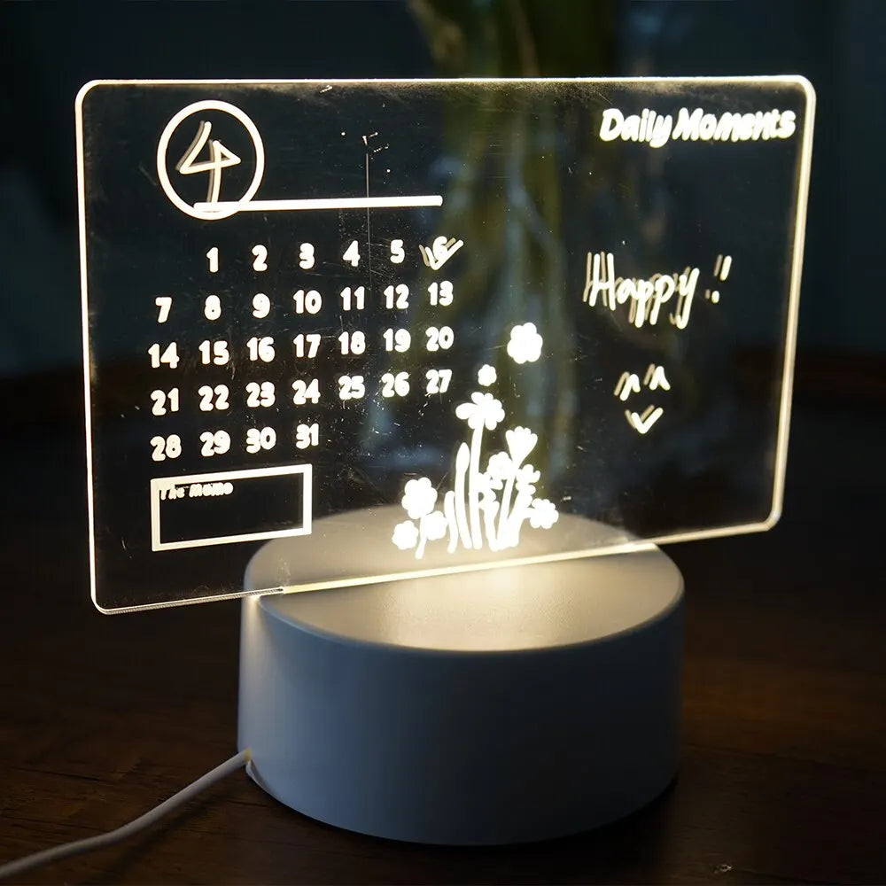 Creative LED Note Board Night Light USB Rewritable Message Board Warm Soft Light task board