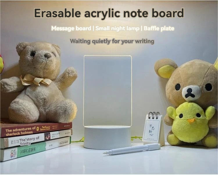 Personalized LED Lamp Acrylic Message Note Board Erasable USB Board Bedroom Night Light