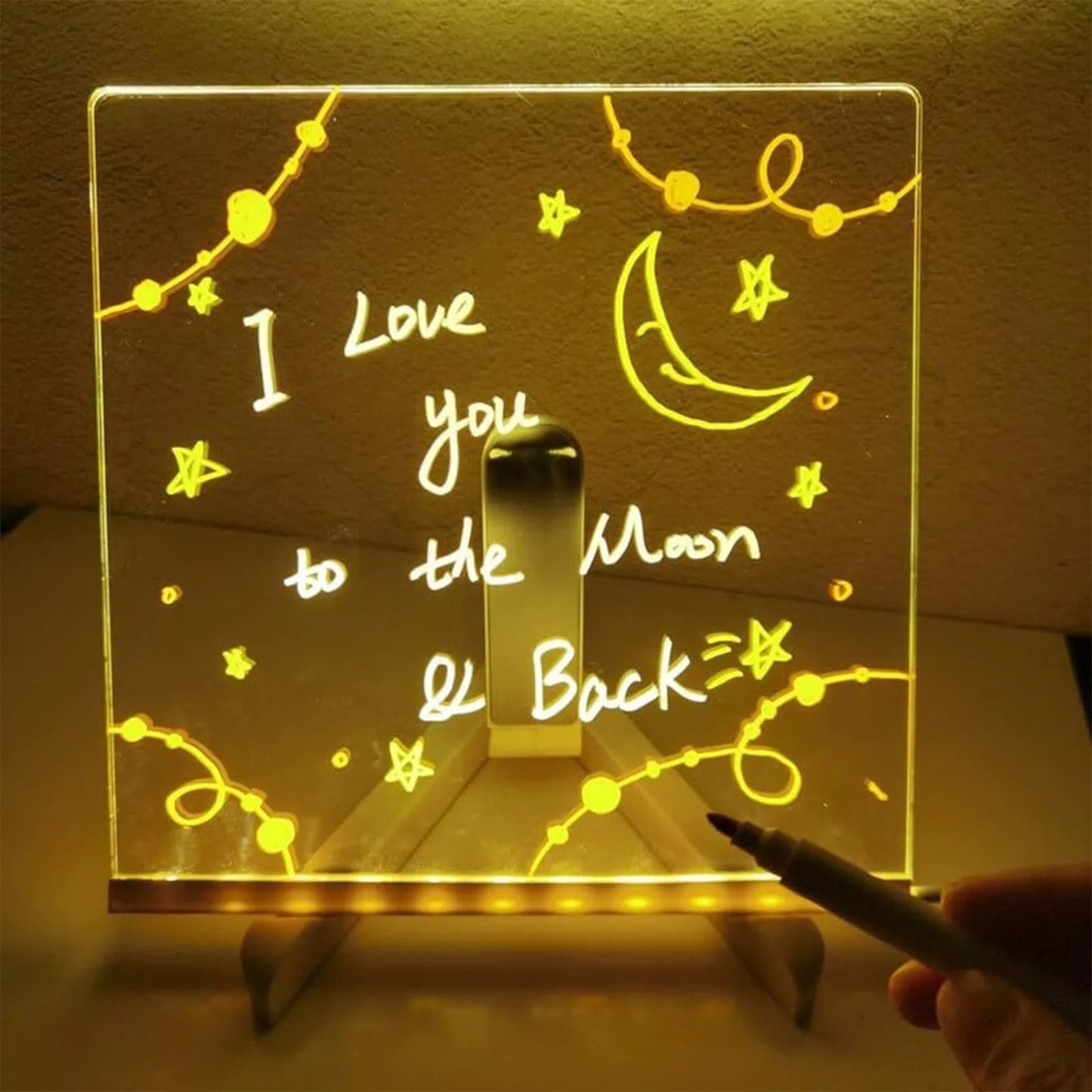 Handmade Erasable Painted Acrylic Doodle Diy Notepad Message Board Led Glass night light