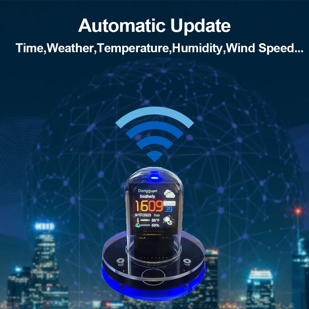 cSmart Wifi Glow Tube Clocks Cyberpunk Style Digital Table Clock Visual Display Changeable