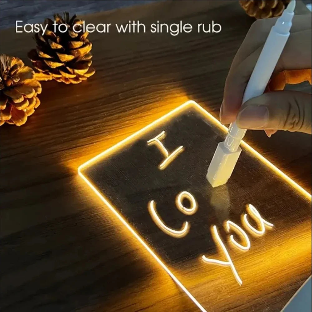 Personalized LED Lamp Acrylic Message Note Board Erasable USB Board Bedroom Night Light