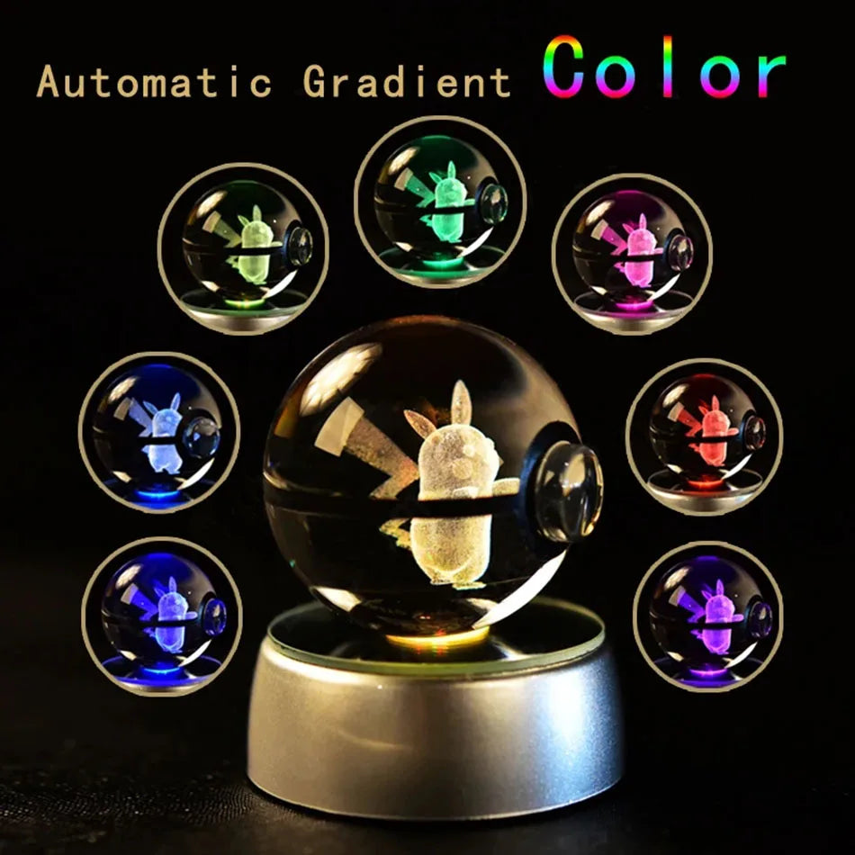Pokemon 3D Crystal Ball Lamp Base Pokeball 3D Pokemon Glass Ball