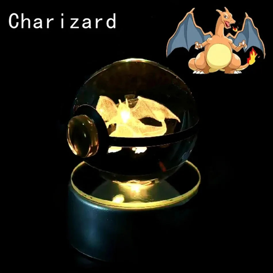 Pokemon 3D Crystal Ball Lamp Base Pokeball 3D Pokemon Glass Ball