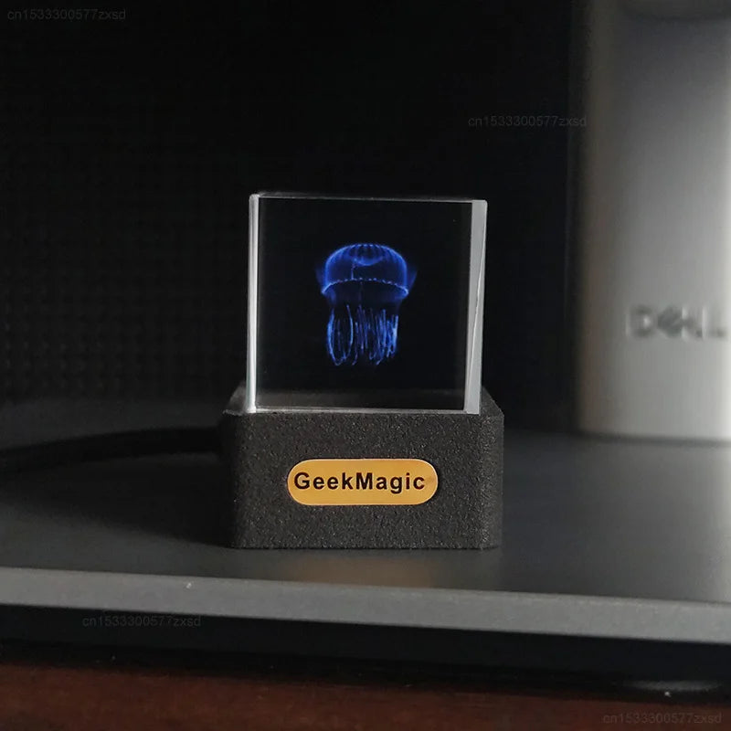Ccrystal Cube Photo Display Holographic Desktop Smart Weather Station Digital Clock with GIF Animations Album