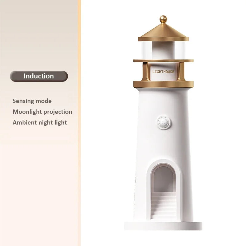 Lighthouse Ambient Light Moon Projection Night Lights Remote Control Bluetooth Music