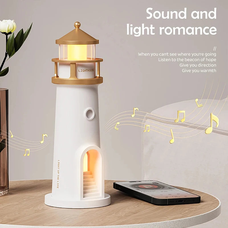 Lighthouse Ambient Light Moon Projection Night Lights Remote Control Bluetooth Music