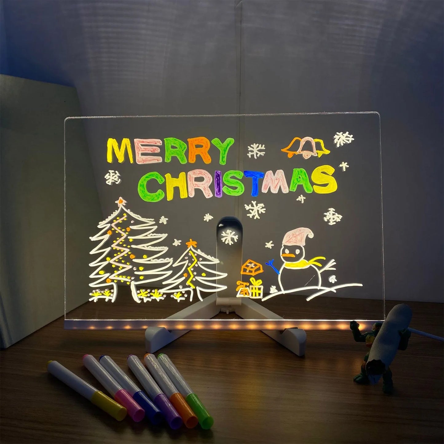 Handmade Erasable Painted Acrylic Doodle Diy Notepad Message Board Led Glass night light