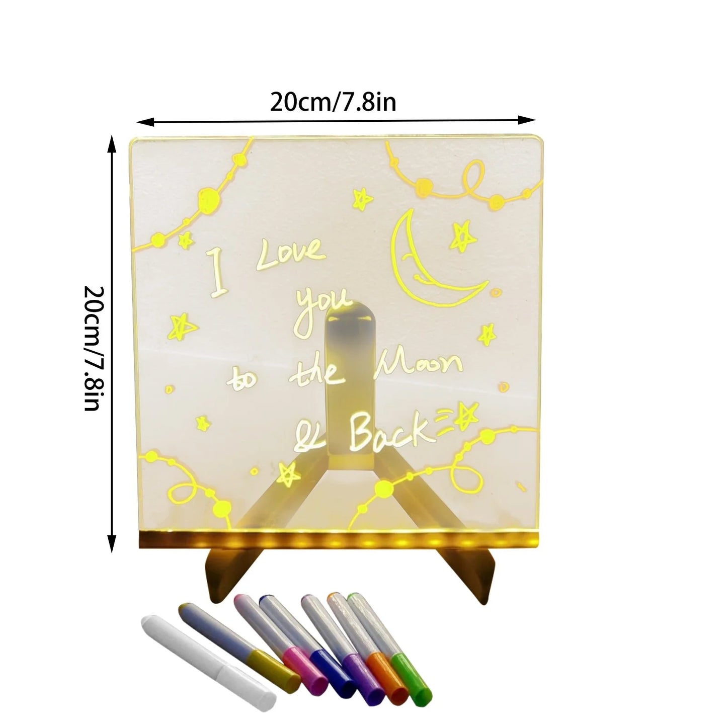 Handmade Erasable Painted Acrylic Doodle Diy Notepad Message Board Led Glass night light