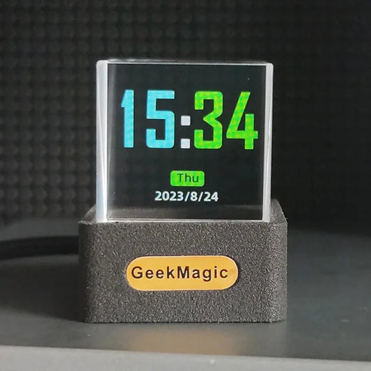 Ccrystal Cube Photo Display Holographic Desktop Smart Weather Station Digital Clock with GIF Animations Album