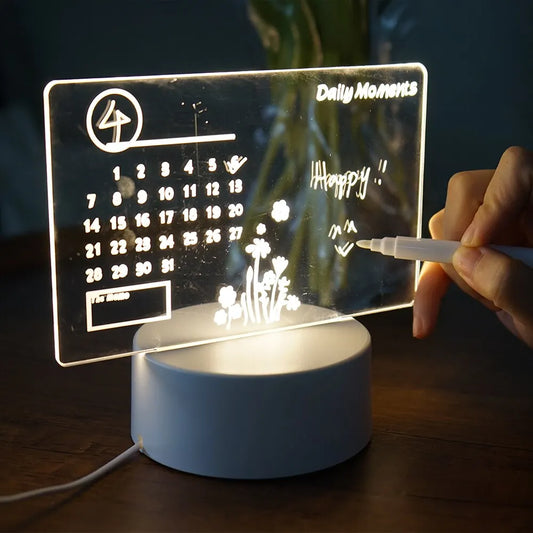Creative LED Note Board Night Light USB Rewritable Message Board Warm Soft Light task board