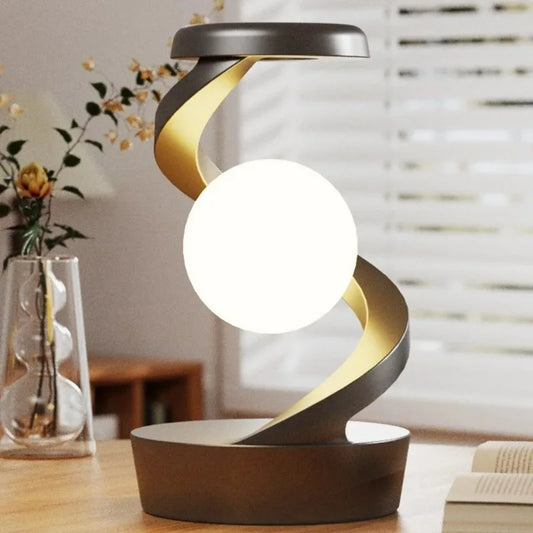 LED Moon Mood Light Suspended Rotating RGB Atmosphere Desk Lamp with Wireless Mobile Charging