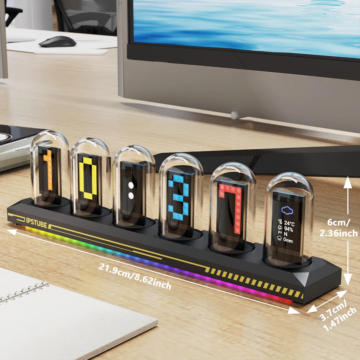 A Night Light DIY Nixie Tube Clock Kit Simulation, 3 Light Mode,