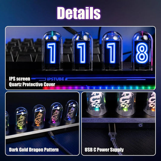 A Night Light DIY Nixie Tube Clock Kit Simulation, 3 Light Mode,