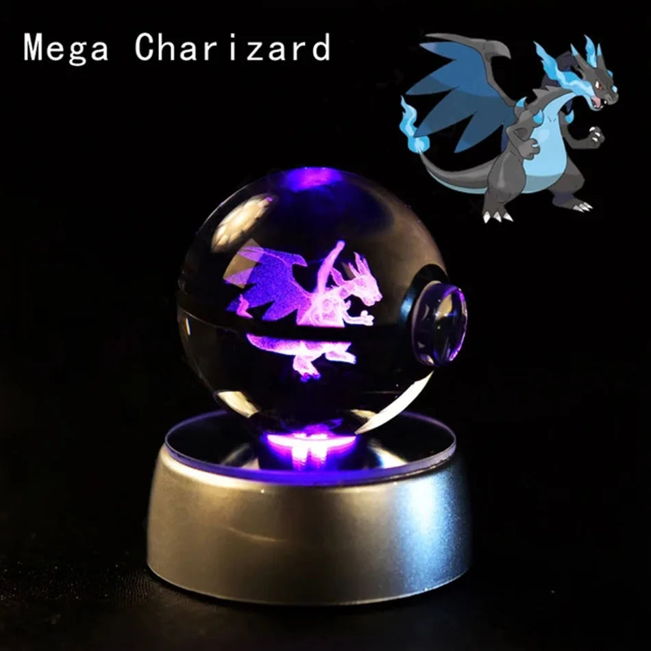 Pokemon 3D Crystal Ball  Lamp Base Pokeball 3D Pokemon Glass Ball