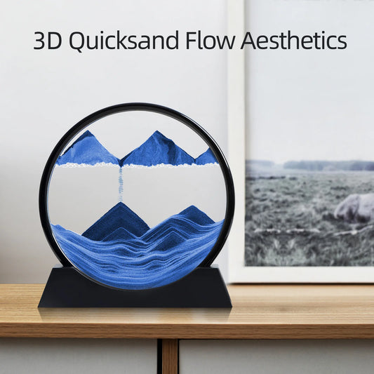 Moving Sand Art Picture Round Glass Deep Sea Sandscape Hourglass Quicksand