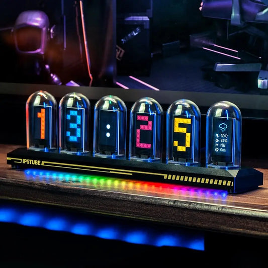A Night Light DIY Nixie Tube Clock Kit Simulation, 3 Light Mode,
