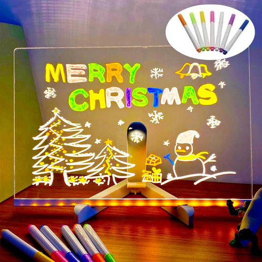 Handmade Erasable Painted Acrylic Doodle Diy Notepad Message Board Led Glass night light