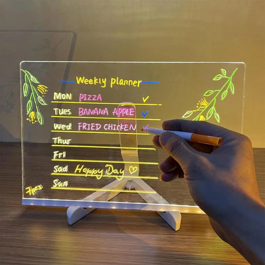 Handmade Erasable Painted Acrylic Doodle Diy Notepad Message Board Led Glass night light