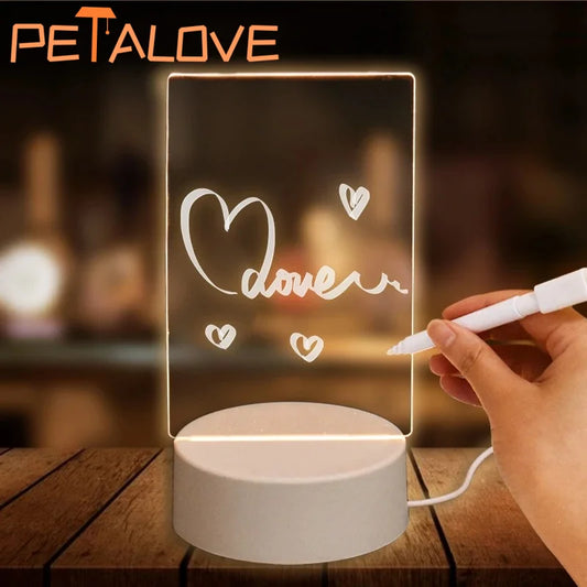 Personalized LED Lamp Acrylic Message Note Board Erasable USB  Board Bedroom Night Light