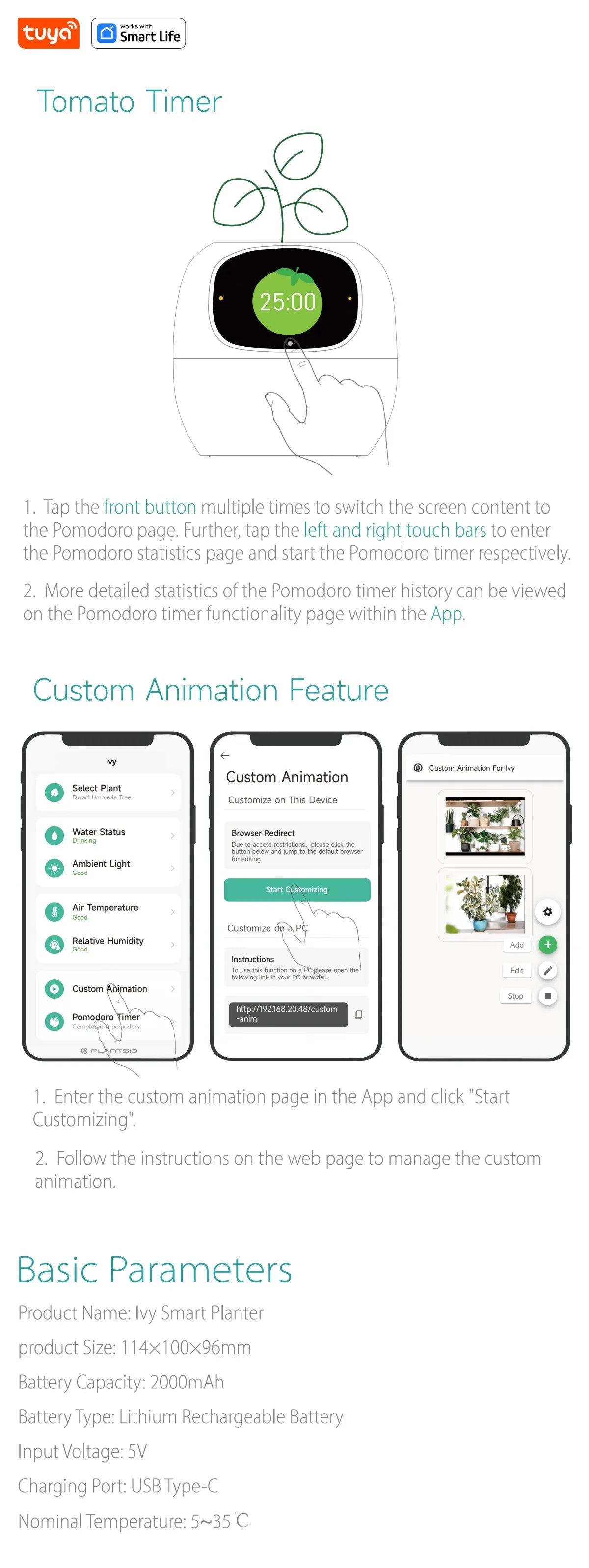 kuya Ivy Smart Planter,Endless Fun Over 49 Rich Expressions,7 smart sensors