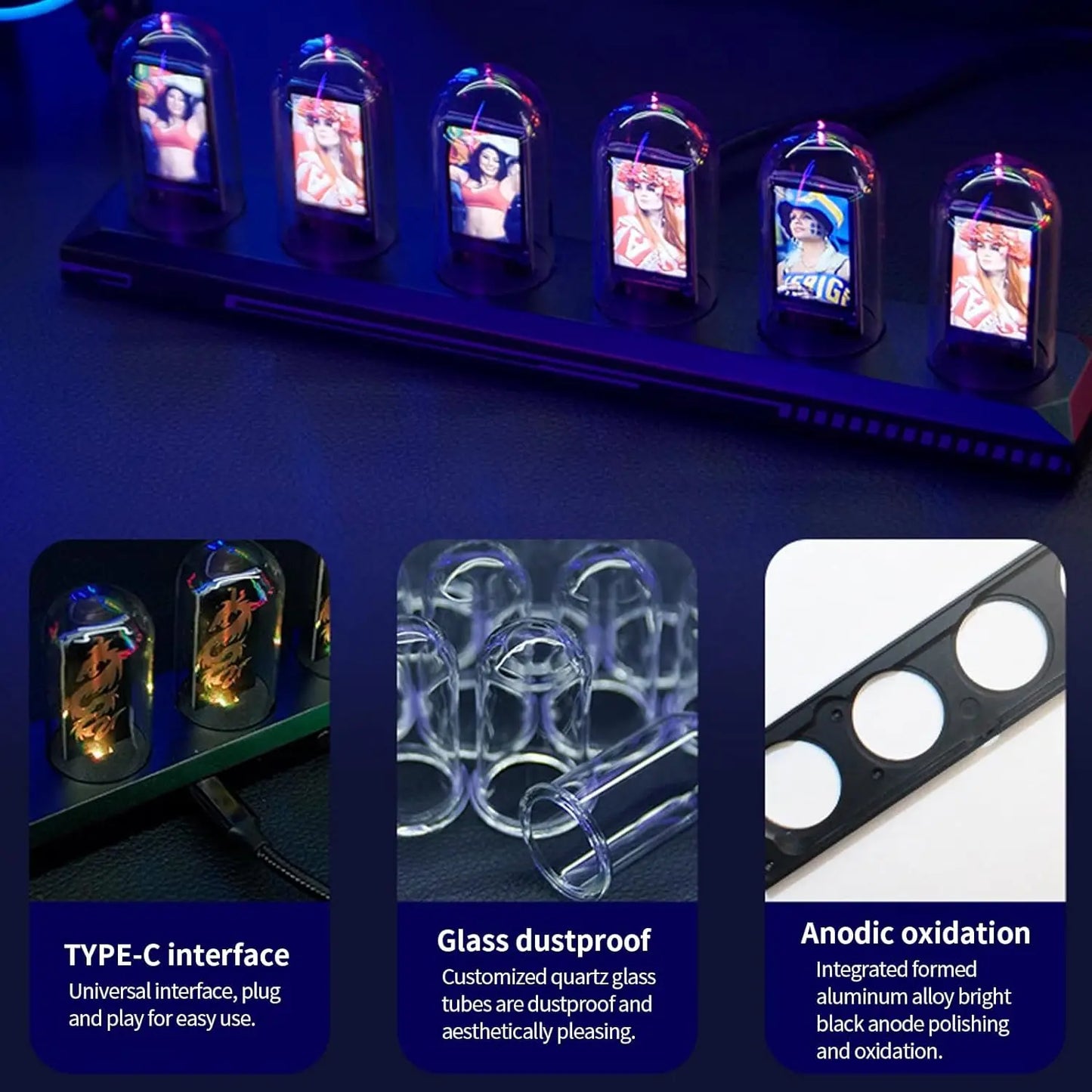 A Night Light DIY Nixie Tube Clock Kit Simulation, 3 Light Mode,